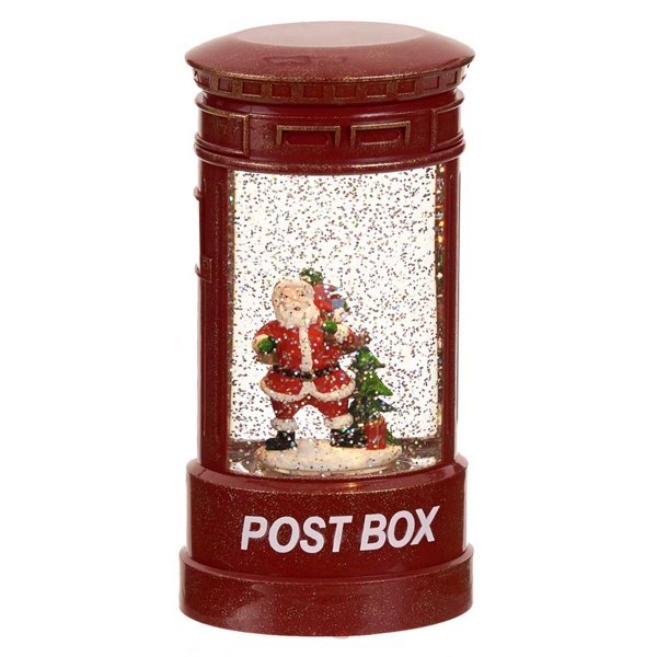  Χριστουγεννιάτικος Διακοσμητικός Ταχυδρομικός Κύλινδρος Κόκκινος με Νερό και LED (23cm)